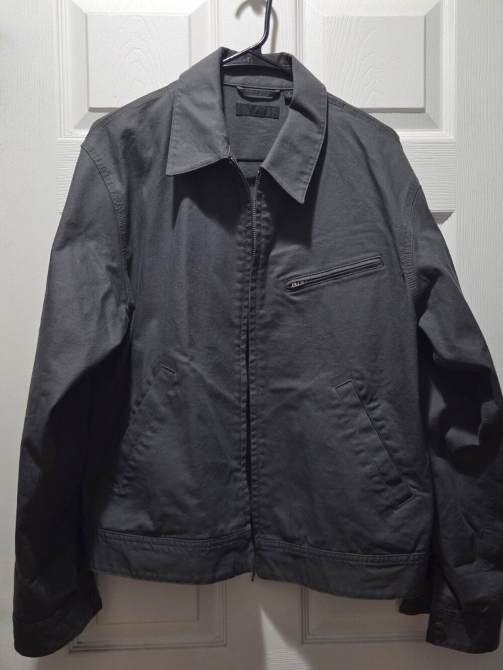 Uniqlo Zip-Up Blouson Trucker Jacket Cotton Dark Gray Mens Small 475681